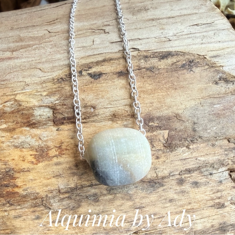 925 stamped Silver Necklace with Blue hues Amazonite Stone